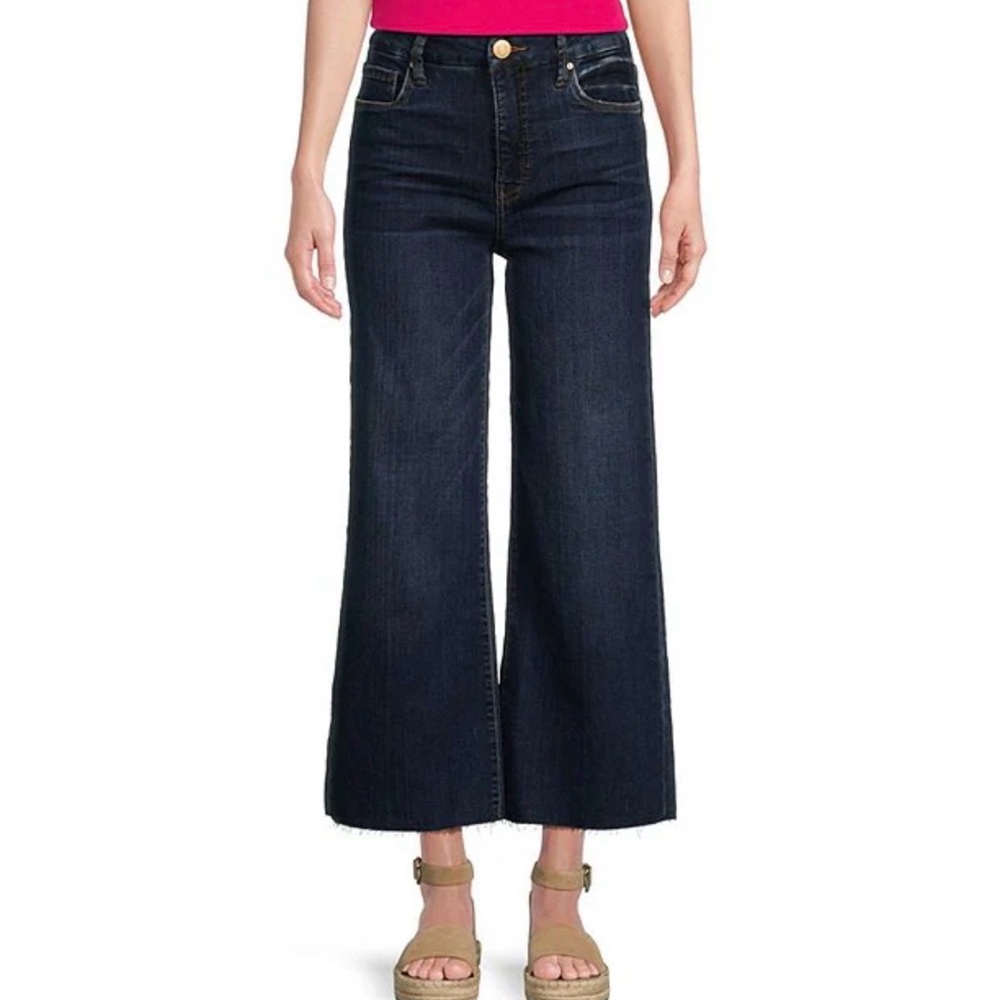 Kut from the Kloth Meg Wide Leg High-Rise Fab Ab Raw Hem Ankle Length Jeans